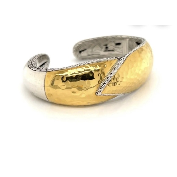 John Hardy Palu Kapal 22k Gold & Sterling Silver Hammered Cuff Bracelet Size M - Picture 7 of 8